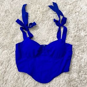 Tie Shoulder Bustier Bandana Crop Corset Top